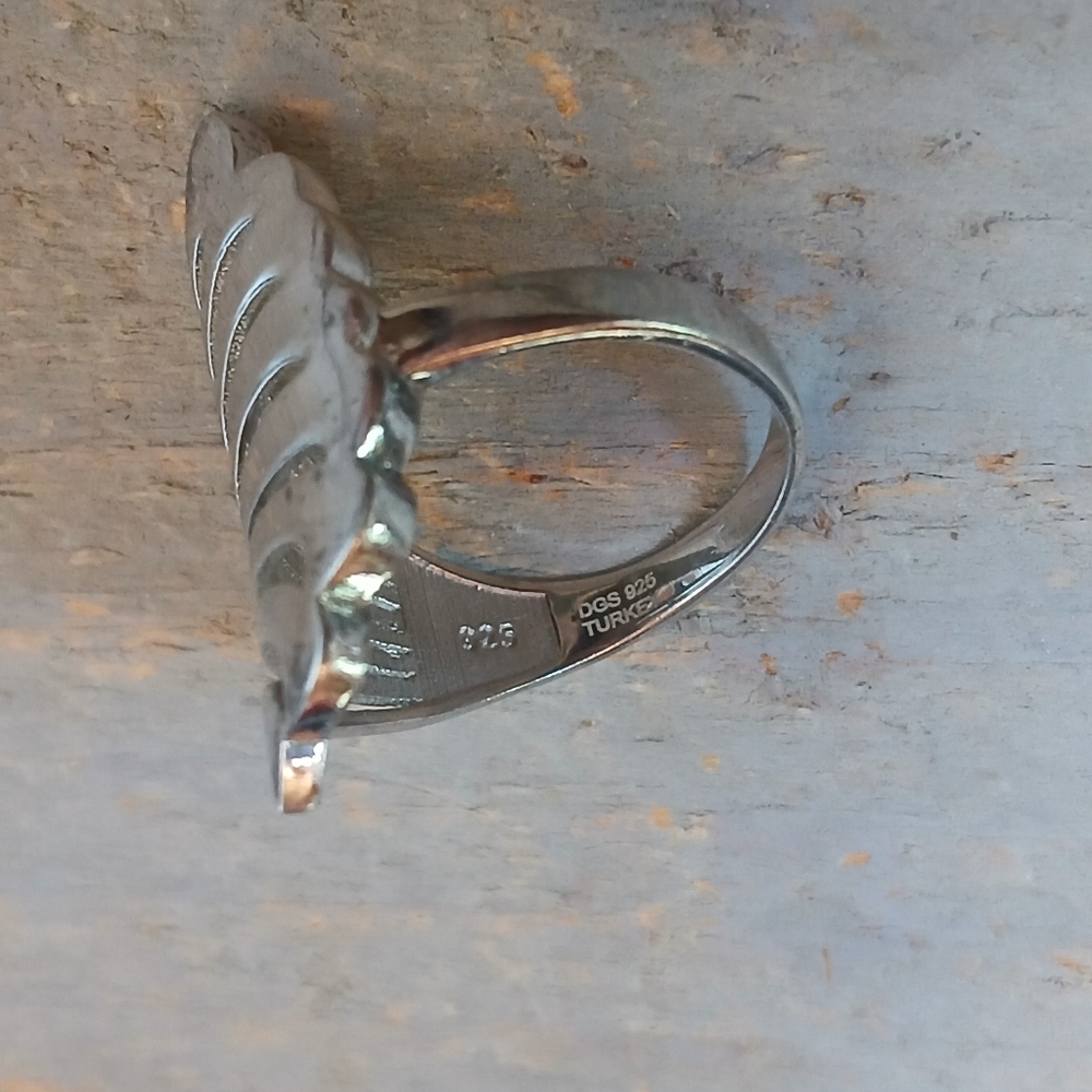 Sterling Silver Feather Wing Fan Ring Statement Ring Size 11 - Picture 6 of 16